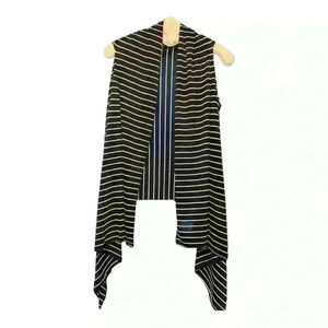 Lightweight one size navy white stripe cover up vest.